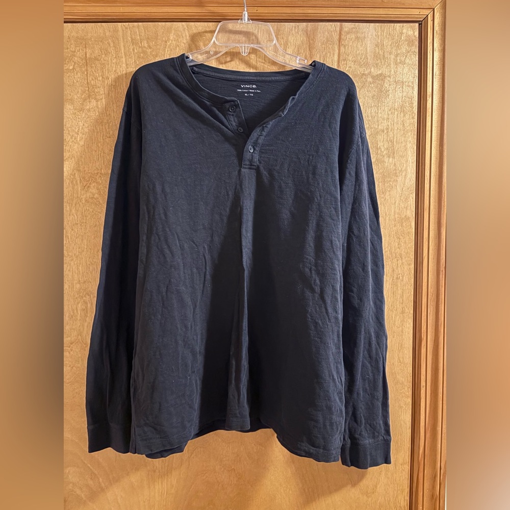 Vince Men's Long Sleeve Black Henley